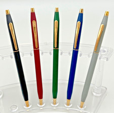 Cross lot of 5 Pens Matte Black, Gray, Green, Burgundy, Blue 🇺🇸 23K Gold Trim picture