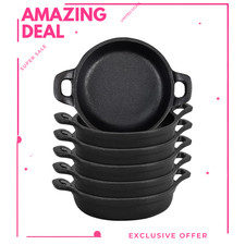 NEW 6 Pack Mini Cast Iron Skillets 5x5in Oven Safe Black Ramekin Cookware Set picture