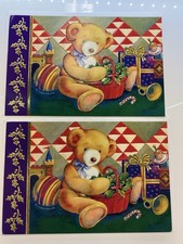 Set Of 2 Vintage 1990s Plus Mark American Greetings Teddy Bear Christmas Cards picture