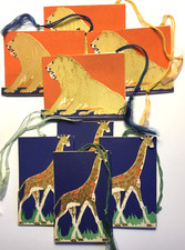 Unused Vintage 4 Golden Mane Lions and 4 Golden Giraffes Bridge Tallys Clark picture