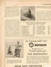 1951 AJS Matchless Greenhorn Enduro / Del Kuhn Victory -Indian Sales 1/2-Pg Ad picture