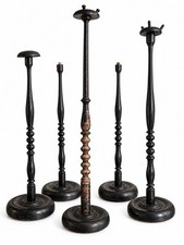 Antique Wig Hat Black Wood Hat Stands + Parts For Repair Millinery Shop Display picture