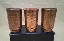 Vintage 3pc Hammered Copper Drinking Tumblers picture