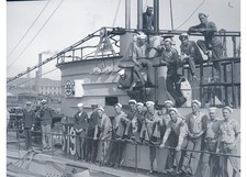 1928 US Navy Submarine USS S-19 Crew Boston Navy Yard Seamen Glass Negative OOAK picture