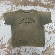 Vintage 1960’s Vietnam War 3rd Marine Division Cut Off Sweatshirt Medium picture