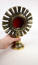 Antique Style Polished Brass Sunburst Reliquary For Church/Home Use 10.5 Inches picture