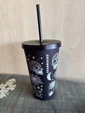 Starbucks 2019 Halloween Skull Moon Tumbler 16oz Dark Purple Black ~ Rare HTF picture