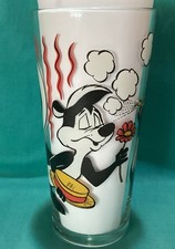 1976 PEPE LE PEW & PENELOPE PUSSYCAT PEPSI GLASS HTF RARE STRAW HAT picture
