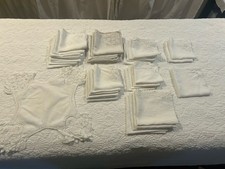 Large Lot of 35 Vintage Linen Napkins /bread Basket Embroidered Scalloped Edges picture