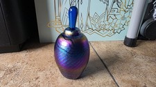 Bruce Freund Vintage 1988 Studio Art Glass Perfume Bottle Sparkly Blue 1980s picture