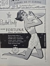 1955 Women's Fortuna Power Lace Pantie Girdle The Student Body Art Ad picture