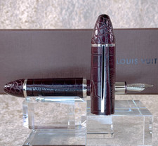 LOUIS VUITTON Fountain Pen Cargo Exotic Brown Leather 750 Gold Nib picture