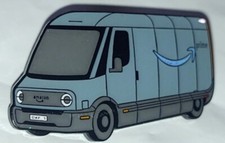 Rare 1st Day Amazon EV VAN Employee Pin - Brand New Glitter SMILE LOGO picture