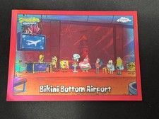 2025 Topps Chrome SpongeBob - Bikini Bottom Airport TRUE Red Refractor 3/5 #149 picture