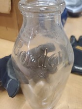 Antique Borden's Ribbed Clear Glass Milk Bottle 1 Quart Early 1900s Vintage picture