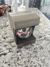 Dillard’s Trimmings Christmas Ornament Hand Painted Glass Ball Leaves Berries. picture
