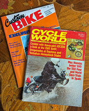 Lot 2 Vintage Motorcycle Magazines 1976 Custom Bike Chopper 1974 Cycle World picture
