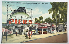 VTG 1949 MIAMI FL PC Advertising City Yacht Basin PIER 5 Teich Archives MINT picture