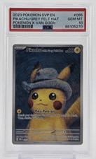 PSA 10 2023 POKEMON X VAN GOGH PIKACHU GREY FELT HAT CARD SVP EN GEM MINT # 085 picture