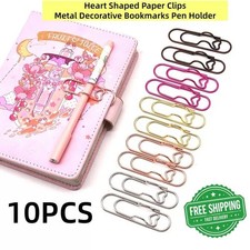10 x Cute Pen Clip Bookmarks - Fun Shaped Paper Clips Heart-shaped  Bookmark picture