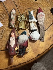Christmas Ornaments Santa Themed Vintage Lot Of 6 picture
