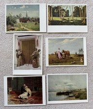 Set of 6 Vintage Art Postcards Tretyakov Gallery USSR Repin Vereshchagin picture
