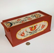 RARE Yellow Breeches Box Co Wooden Candle Box Slide Lid PA Dutch Folk Art picture