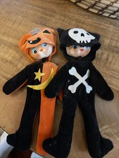 Halloween vintage handmade little fellows Pumpkin Skelton 8.5 Inches 1960’s picture