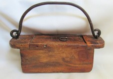 Antique Wooden Conestoga Wagon Wheel Hub Axle Grease Box Pot Hand Wrought Iron picture