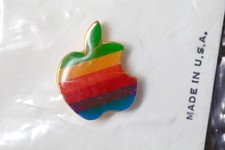 Vintage 1980s Apple Computer Rainbow Logo Lapel Pin Authentic Sealed Made In USA picture