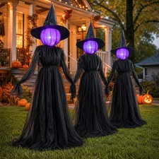 5 FT Halloween Witch Decorations Set of 3 - Dazzling Outdoor Yard Decor picture