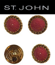 St John Knits (0.8 Inch) Double Rope Gold Tone Red Opaque Center Round Buttons picture