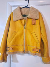 Vintage Avirex USA Type B-3 Shearling Bomber Jacket - Rare Yellow - Size Large picture