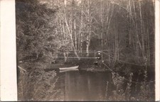 RPPC Postcard Woman Crossing River Hand Pull Cable Trolley Bridge c.1904 12319 picture