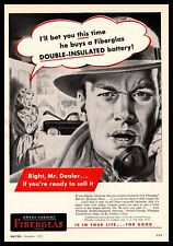 1950 Owens Corning Toledo Ohio Fiberglas Double-Insulated Car Batteries Print Ad picture