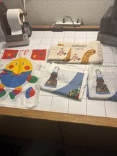 2Vtg 90s Joan Messmore VIP Garden Fence Hummingbird Apron Fabric Panel RARE #520 picture