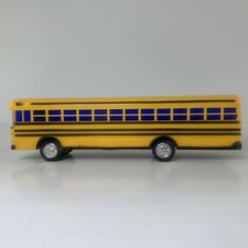 Vtg Yellow Blue Bird School Bus Jimson No. 330 Coin Bank Plastic 10” *No Plug* picture