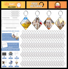 240Pcs Double-Sided MDF Sublimation Keychain Blanks with 160 Rings & Clips picture