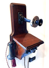 Antique 1910 Vintage Mahogany Wall Telephone English Post Office No.1. Working picture