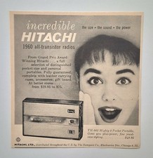 Vintage Hitachi TH-862 Portable Transistor Radio - 1959 AD Music Art Decor picture