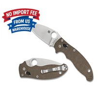 SPYDERCO Manix 2 XL Brown Canvas Micarta CPM CRU-WEAR Blade Plain Edge, C95MPCW2 picture