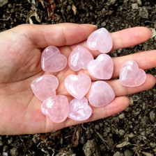 Natural Pink Rose Quartz Crystal Carved Heart Shaped Healing Love Gemstone picture