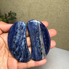 2pcs Natural Blue sodalite Moon shape Crystal Massage board specimens 75g A6088 picture