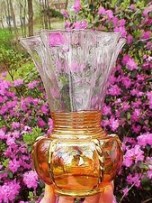 1930s Dep. Carnival Glass New Martinsville Marigold RADIANCE VASE 1 of 3 Known picture
