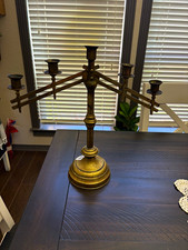 vintage or antique solid brass church altar candelabra with articulating arms picture