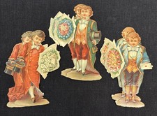 Antique Victorian Paper Scrap Lot of 6 Boys Flowers 6” Multiple Sets Available picture