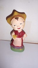 VINTAGE COMPOSITION BOBBLEHEAD DUTCH GIRL HOLDING A SMALL DUCK EUC picture