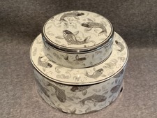 SageBrook Home Japanese Style Ceramic Jar with Lid featuring a Koi Design picture