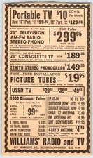 1963 WILLIAMS RADIO & TV KINGSTON PENNSYLVANIA 3.5