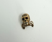 Vintage Tri kappa (KKK) Soroity Badge Pin Skull Crossed Keys Jeweled Eyes GF picture